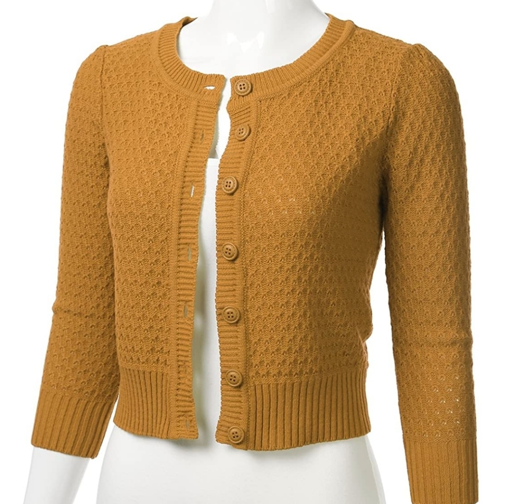 3/4 sleeve crew neck sweater